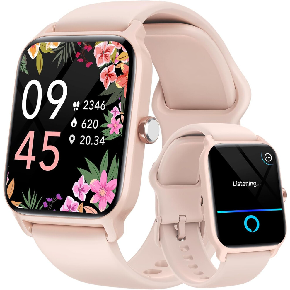 Chronus Women's Health Smartwatch 1.8" HD - Alexa, Fitness & Cycle Tracker (Pink)