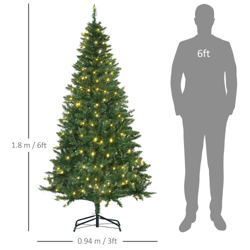 Homcom HOMCOM 6FT Prelit Artificial Christmas Tree w/ Warm White Light Xmas Decoration 1