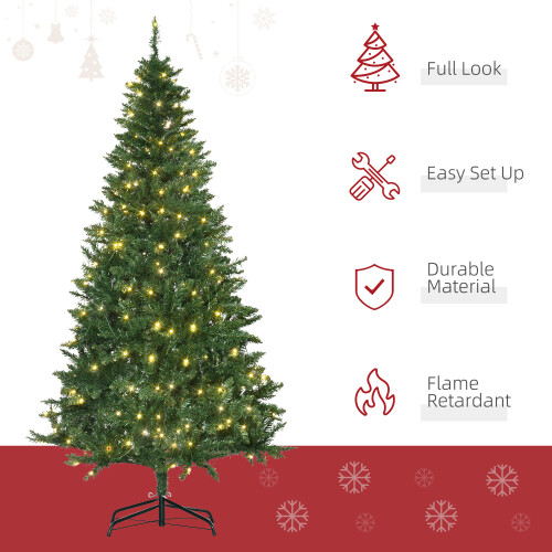 Homcom HOMCOM 6FT Prelit Artificial Christmas Tree w/ Warm White Light Xmas Decoration 2