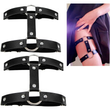 (Black) 2Pcs Garter Thigh Harness Leg Garter Leg Harness Thigh Garter Harness Thigh Garter Belt for Girls
