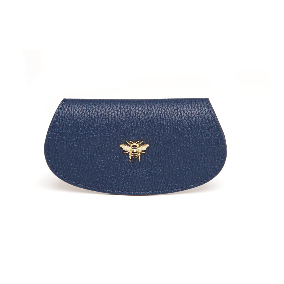 (Navy) Vegan Leather Bee Glasses Case