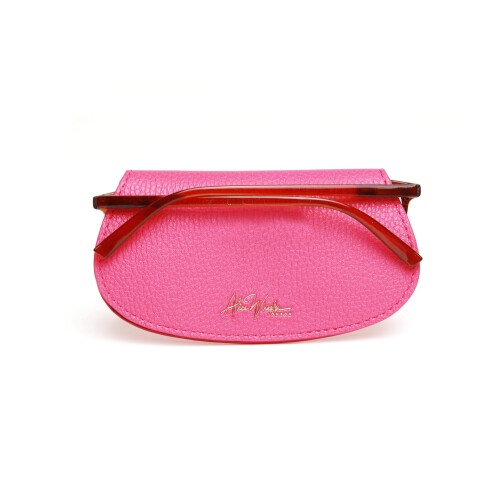 (Hot Pink) Vegan Leather Bee Glasses Case 2