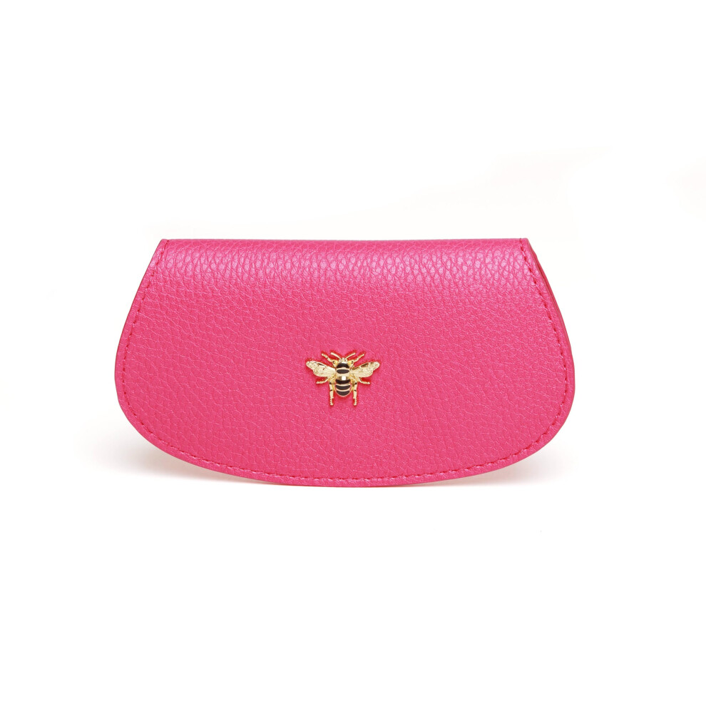 (Hot Pink) Vegan Leather Bee Glasses Case