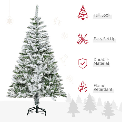 Homcom HOMCOM 5ft Snow Flocked Artificial Christmas Tree w/ Realistic Branch Tips 2