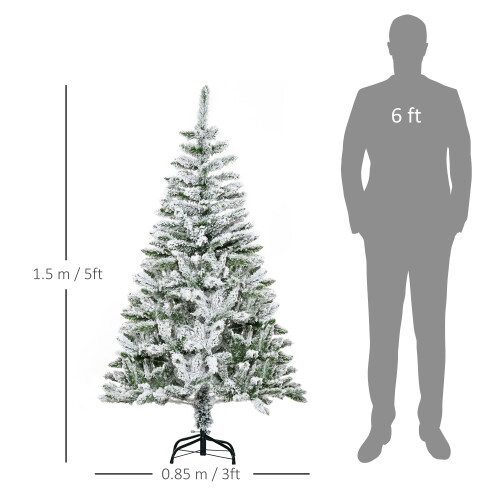 Homcom HOMCOM 5ft Snow Flocked Artificial Christmas Tree w/ Realistic Branch Tips 1