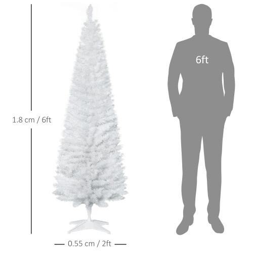 Homcom HOMCOM 6FT Pencil Artificial Christmas Tree with Solid Stand Tips White 1