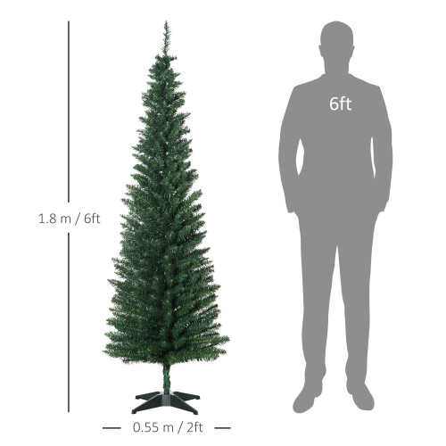 Homcom HOMCOM 6ft Pencil Artificial Christmas Tree with Solid Stand, Green - 390 Tips, Easy Setup, Model 830-182 1
