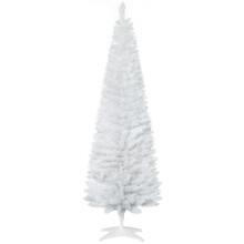 HOMCOM 6FT Pencil Artificial Christmas Tree with Solid Stand Tips White