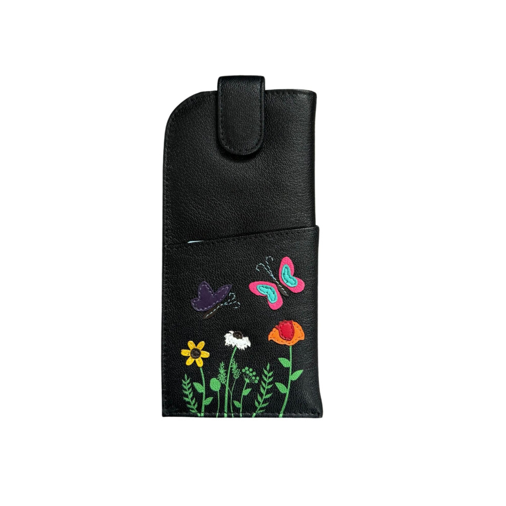 Mala Leather Black (Black) Sophia Leather Glasses Case