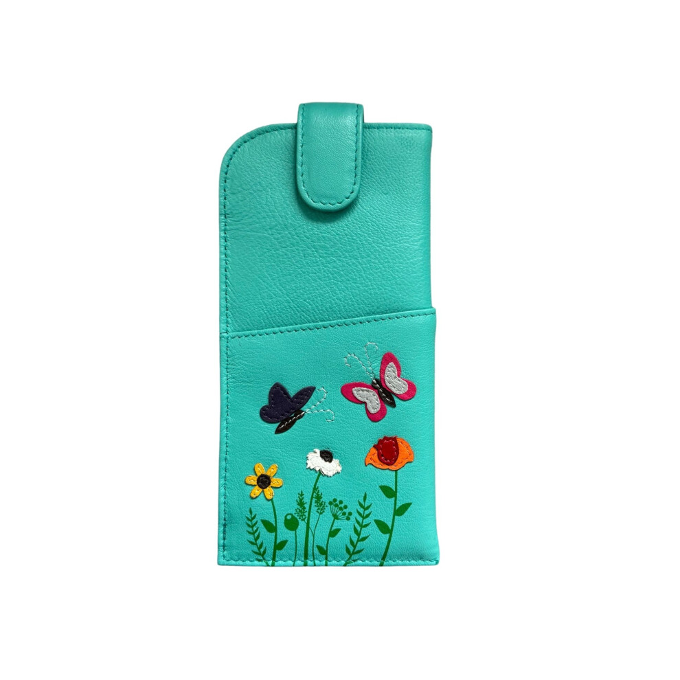 Mala Leather Turquoise (Turquoise) Sophia Leather Glasses Case