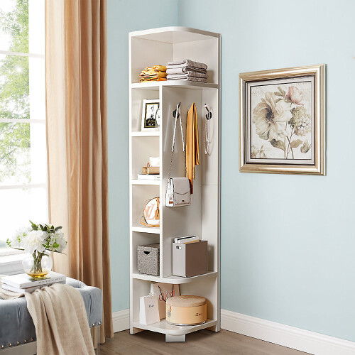 Living And Home (40*40*180cm) Open-Style Corner Rack with Hooks
