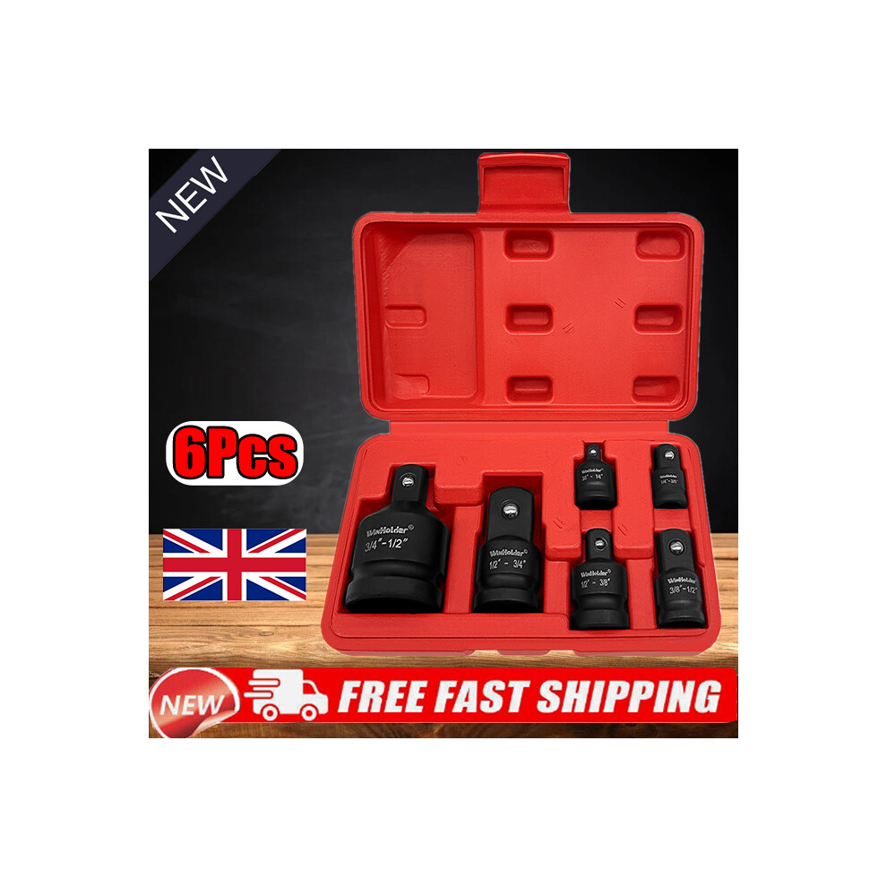 6Pc Impact Socket Adapter Set 1/4' 3/8' 1/2' 3/4' Inch Square Drive 841100247892