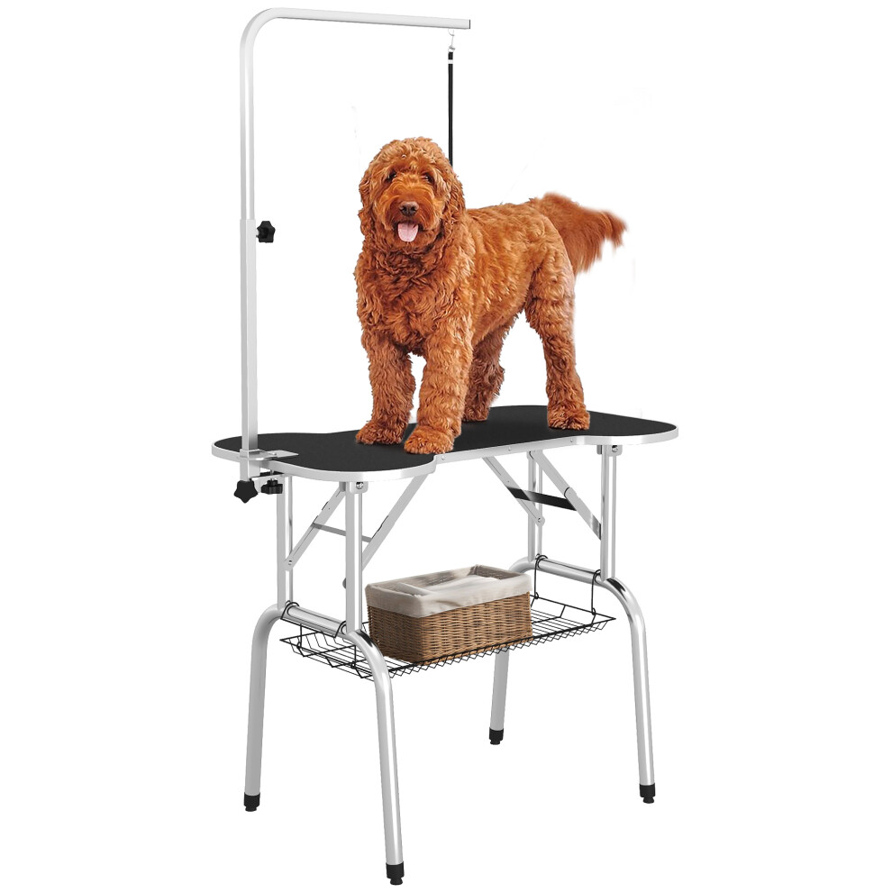 Pet Foldable Grooming Table With Adjustable Arm Non-Slip Rubber Tabletop