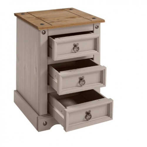 Mercers Furniture Corona Grey Wax Medium Bedside Rustic 2