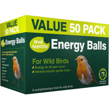 Wild Appetite Suet Energy Fat Balls Bird Food - Pack of 50, Green