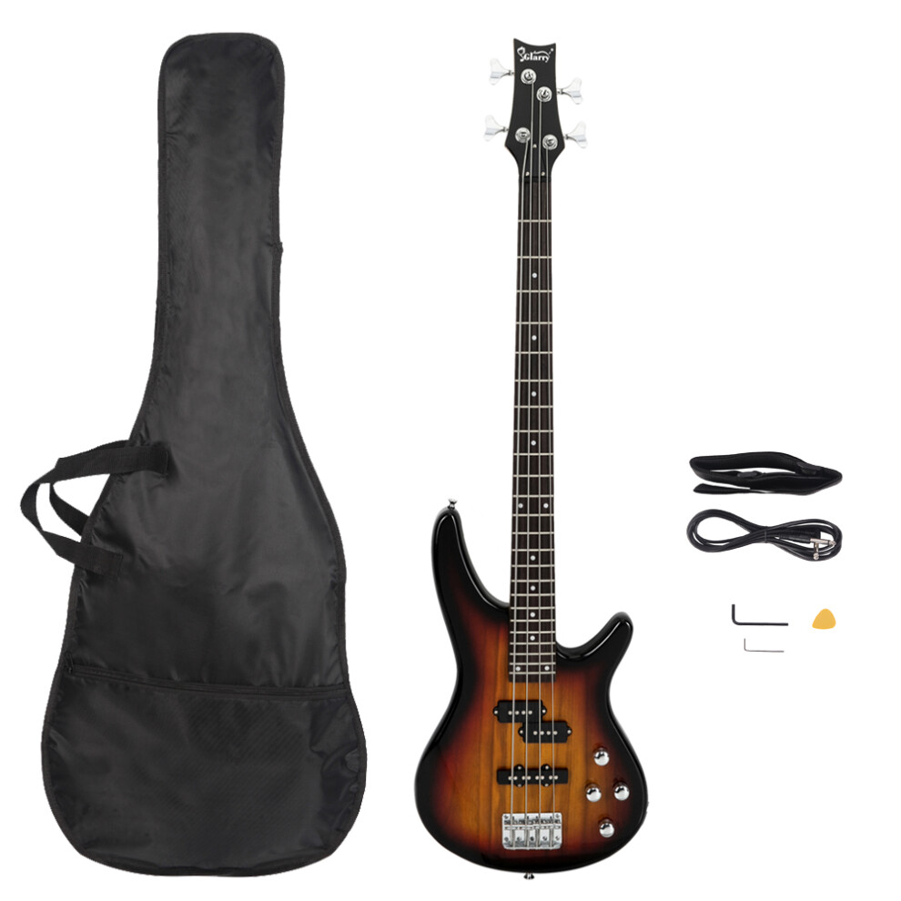 Glarry Sunset GIB Right Handed 4 String Electric Bass Guitar w/ Bag Strap Tool