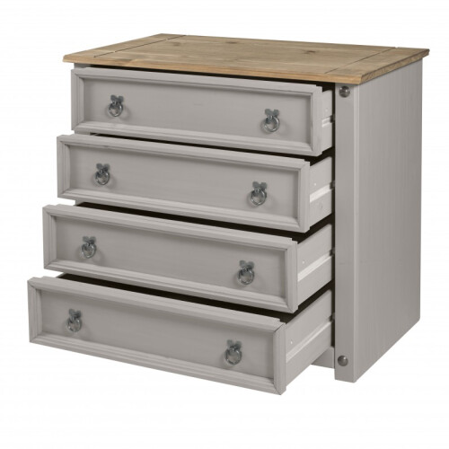 Mercers Furniture Corona Chest of Drawers 4 Drawer Grey Wax Small Solid Pine 2