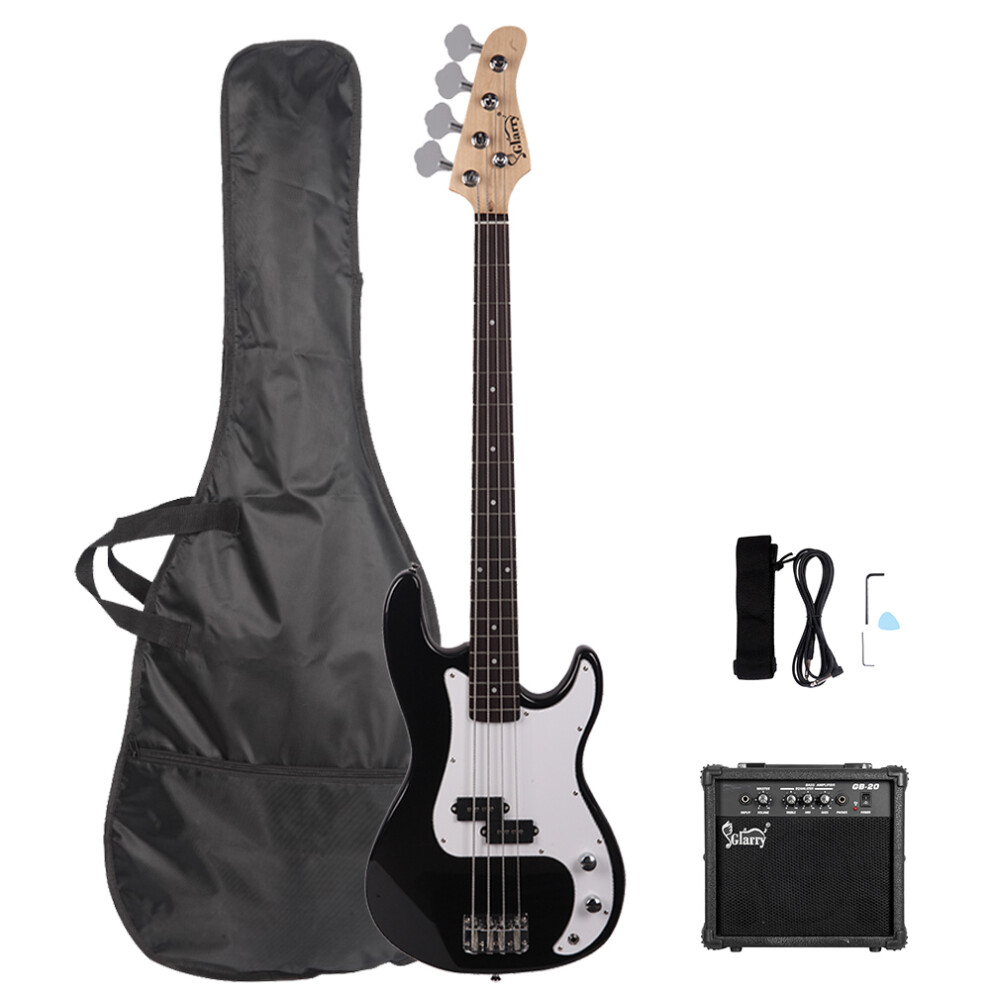 Glarry Electric Bass Guitar Full Set W/Amp Speaker Bag Strap Wrench Tool Kit Set