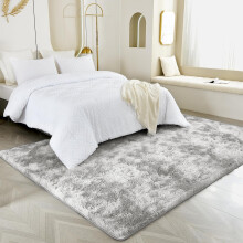 (Silver, 80 X 150 cm) Fluffy Rugs Anti-Slip Large Shaggy Rug Super Soft Mat Living Room Bedroom Carpet