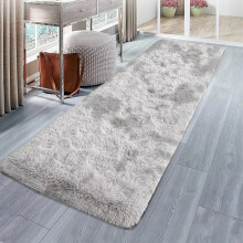 (Silver, 80 X 300 cm) Fluffy Rugs Anti-Slip Large Shaggy Rug Super Soft Mat Living Room Bedroom Carpet
