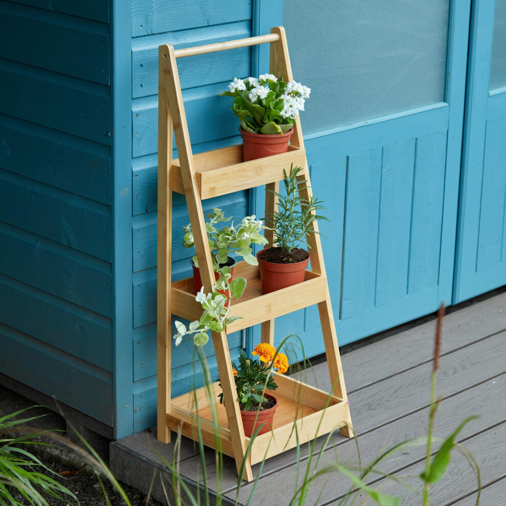 Home Source Bamboo 3 Tier Garden Planter Stand