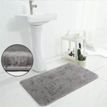 (Silver, 50 X 80 cm) Fluffy Rugs Anti-Slip Large Shaggy Rug Super Soft Mat Living Room Bedroom Carpet