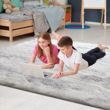 (Silver, 120 X 170 cm) Fluffy Rugs Anti-Slip Large Shaggy Rug Super Soft Mat Living Room Bedroom Carpet
