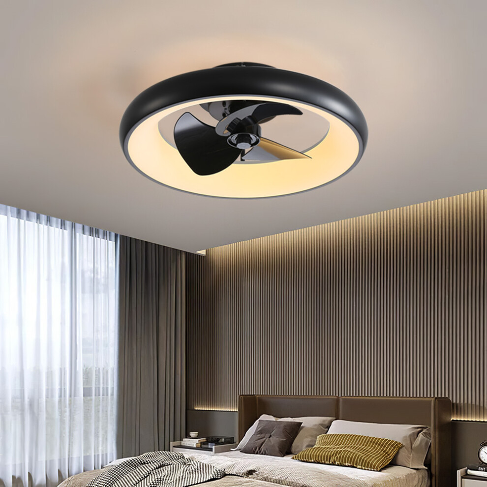 Ceiling Fan with Lights Dimmable LED Reversible 3 Blades 6 Speed with Remote Control Black