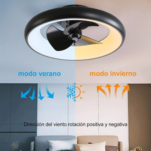 Living And Home Ceiling Fan with Lights Dimmable LED Reversible 3 Blades 6 Speed with Remote Control Black 2