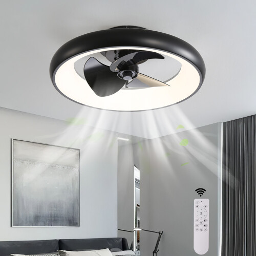 Living And Home Ceiling Fan with Lights Dimmable LED Reversible 3 Blades 6 Speed with Remote Control Black 1