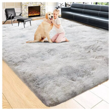 (LIGHT GREY- TYE DYE, 60X110 CM) Extra Large Rugs Fluffy Shaggy Living Room Rug