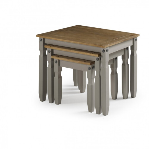 Mercers Furniture Corona Grey Nest of Tables Wax Solid Pine 1