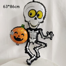 (1pcs J, as picture) Giant Standing Halloween Pumpkin Skull Balloons Witch Cat Boo Inflatable Foil Ballon