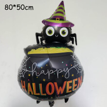 (1pcs E, as picture) Giant Standing Halloween Pumpkin Skull Balloons Witch Cat Boo Inflatable Foil Ballon