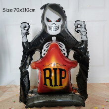 (1pcs K, as picture) Giant Standing Halloween Pumpkin Skull Balloons Witch Cat Boo Inflatable Foil Ballon