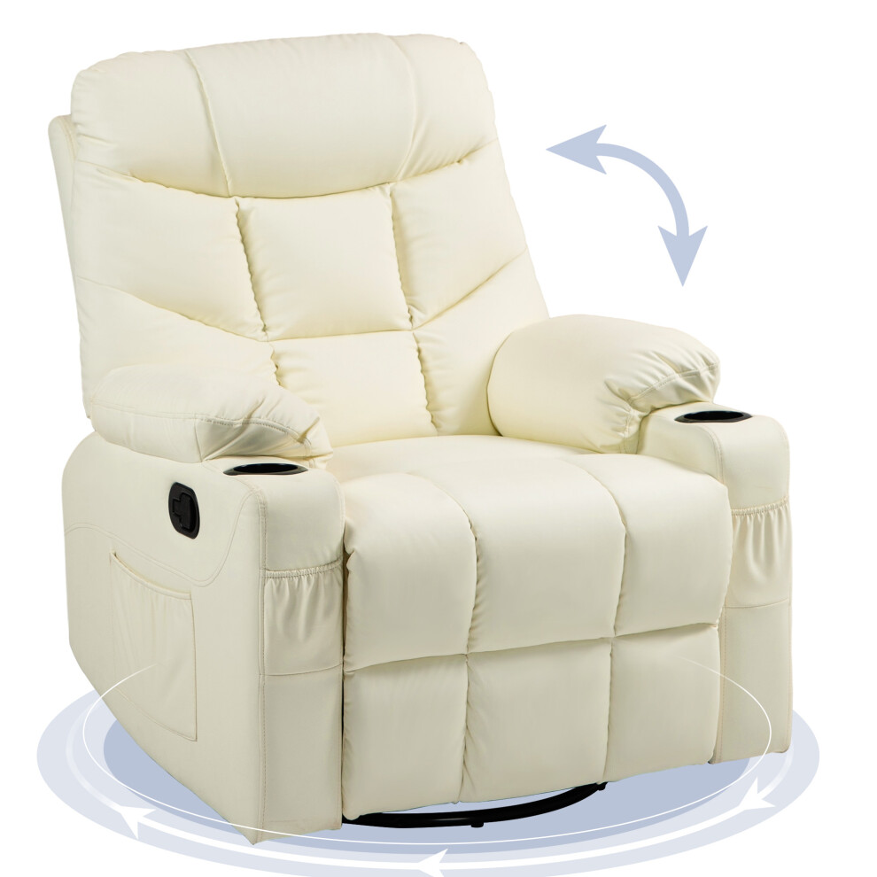 PU Leather Manual Recliner Chair Swivel Armchair For Living Room