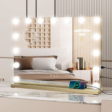 (15 LED Gold) Hollywood make-up mirror 15/18 Bulb Lighting w/USB