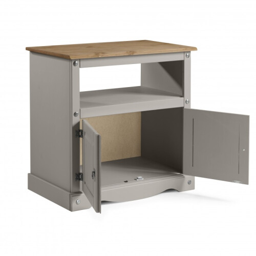 Mercers Furniture Corona TV Unit Grey Wax Straight Solid Pine 2