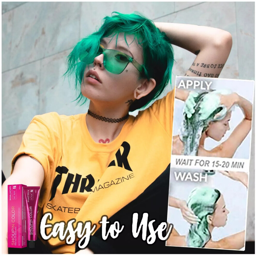 (Green) Hair Coloring Shampoo Micro Tide Color Single Hair Cream 10 color,100ml