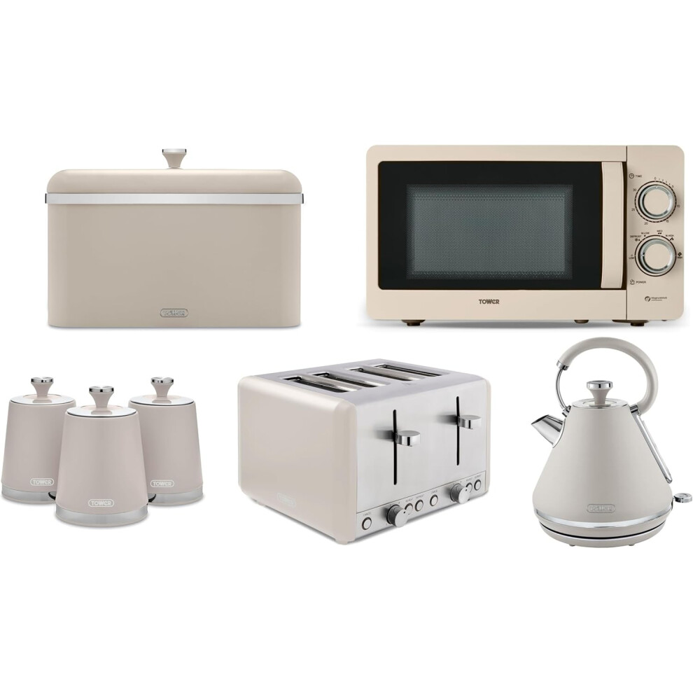 Tower Cavaletto Latte Kettle Toaster Microwave Bread Bin & Canisters