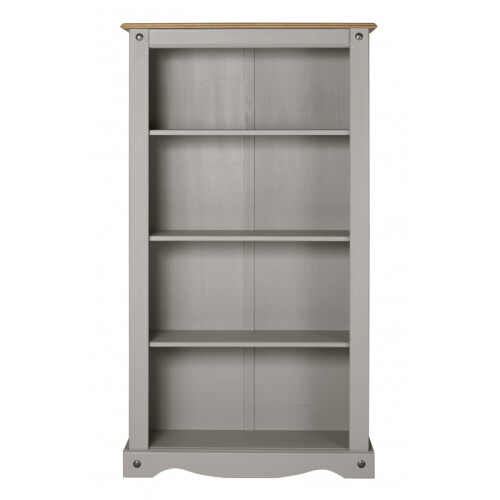 Mercers Furniture Corona Grey Wax Medium Bookcase Solid Wood Mexican Pine 1