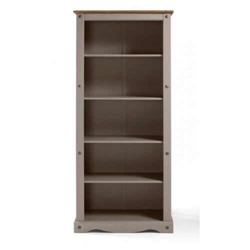 Mercers Furniture Corona Grey Wax Large Bookcase Storage Solid Wood Pine Furniture 2