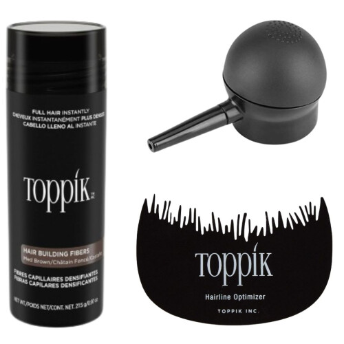 Toppik Hair Building Fibers Medium Brown 27.5g, Spray Applicator (Pump ...