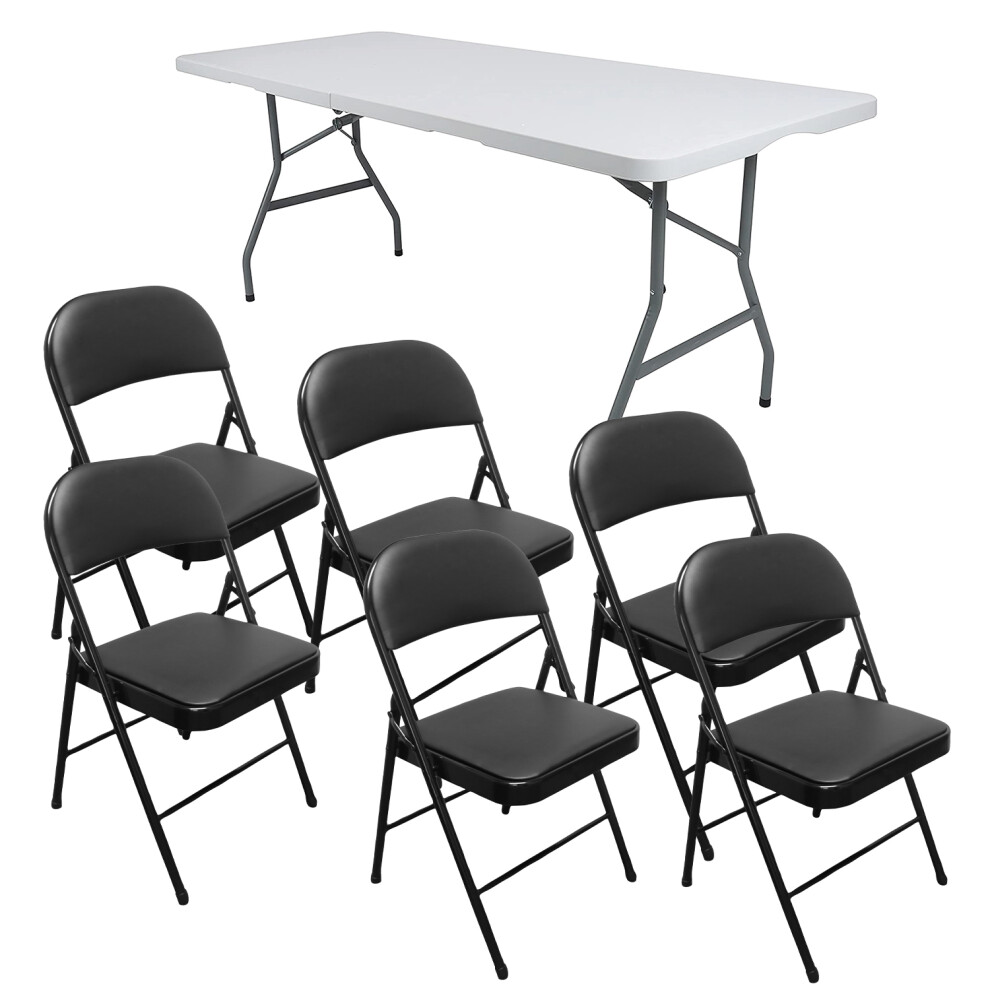 Royalford Pack Of 6 Folding Padded Chair With 6Ft Heavy Folding Table