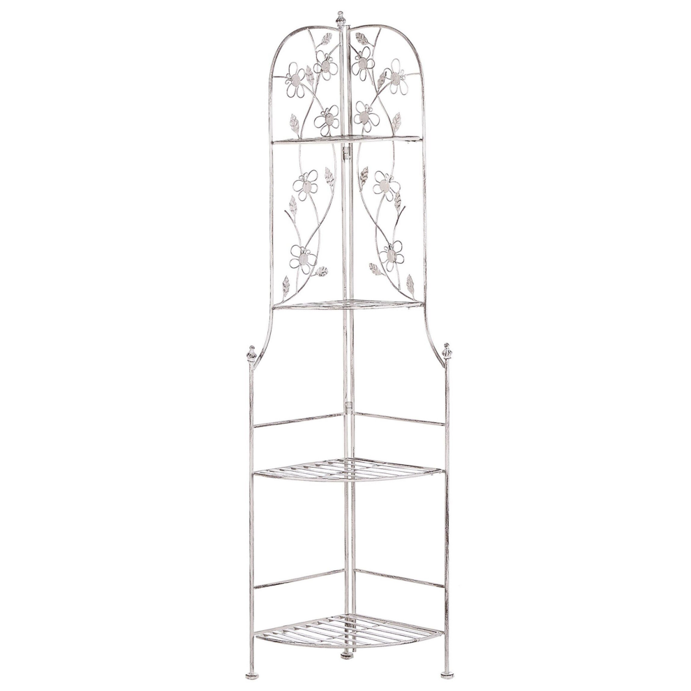 Corner Shelving Unit BIELLA Folding Metal White