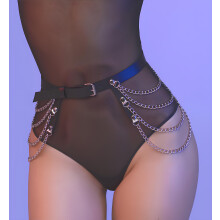 (Belly Chains) Women Sexy Body Chain Jewelry Pu Leather Waist Belt With Chains Festival Chain