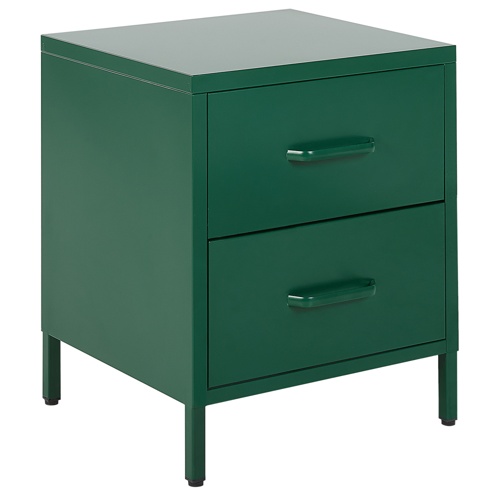 2 Drawer Bedside Table MALAVI Metal Green