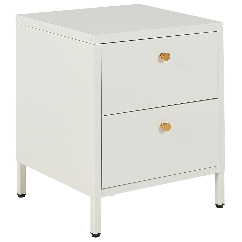2 Drawer Bedside Table KYLEA Metal White