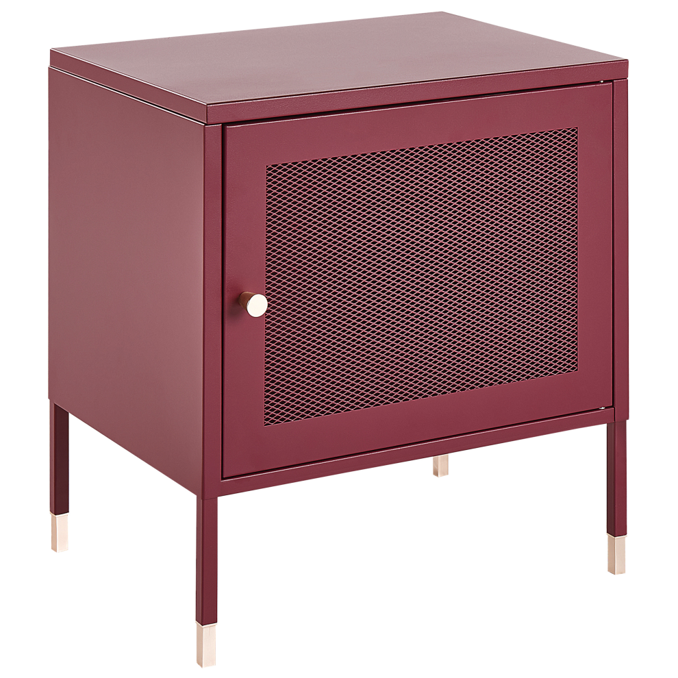 Bedside Table OSSETT Metal Dark Red