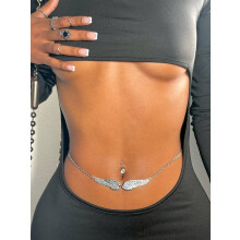 (silver) Sexy Waist Chain Angel Wings Body Chain Bikini Necklace Belly Chain